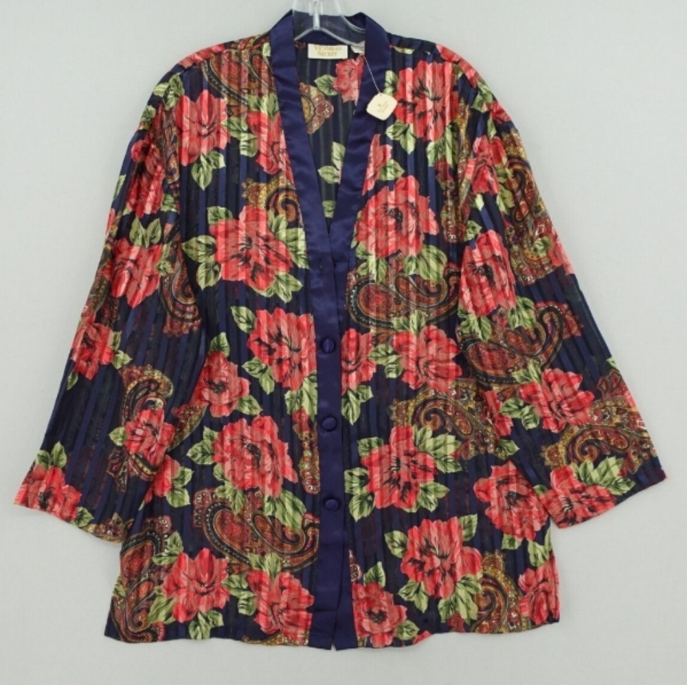 Victoria's Secret (Size S) Vintage Multicolored Floral Button Semi-Sheer Blouse